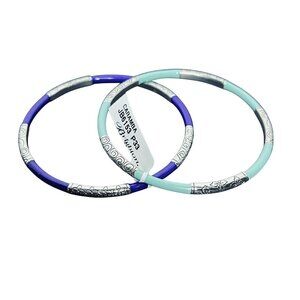 Set OF 2 Brighton Caramba Silver Tone And Enamel Bangle Bracelets (5943)